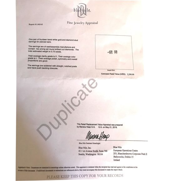 Blue Nile Diamond Stud Earrings in 14K White Gold (0.73 CTW) - Picture 3 of 3